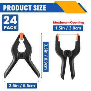 lot 3526 image: 3.5 inch Plastic Spring Clamps, Black Heavy Duty Clips, Backdrop Clips, Plastic Clamps for Crafts, Backdrop Stand, Woodworking, Photography