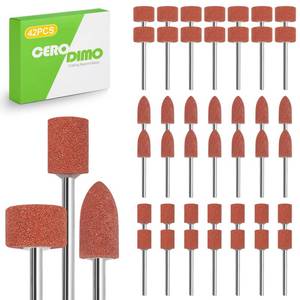 lot 3555 image: CeroDimo 42 Pcs Sanding and Grinding Drill Bit Set, 18 Shank Rotary Tool Attachments, Diamond and Aluminium Oxide for Metal, Stone, Ceramic, Glass Polishing, Carving, Rust Removal