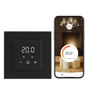 lot 3584 image: HEATIT Programmable Thermostat, WiFi Smart Thermostat for Electric Radiant Floor Heating with Touchscreen, 120V-240V Wide Voltage Range, Dual Sensing, Black