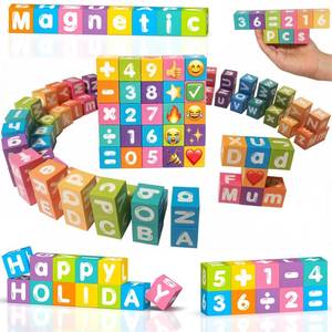 lot 3594 image: Portable Magnetic Letters Blocks Magnetic Alphabet & Numbers Montessori Learning Toys for Kids Educational Construction Travel Toys for Boys Girls 216 in 36 pcs