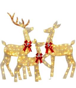 lot 1853 image: YULETIME 3-Piece Pre-lit 2D Christmas Reindeer Family,