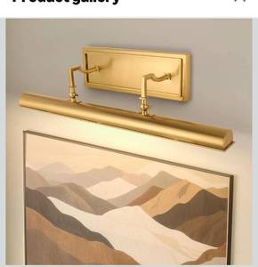 lot 1858 image: BELS Picture Light for Wall, 24 Inch Gold Wall Light Hardwire, Warm Light 2700K, 270° Rotatable, E12 Base