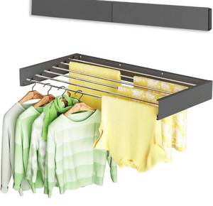 lot 1861 image: Wall Mounted Clothes Drying Rack 40, Foldable Wall Mount Laundry Rack Folding Indoor