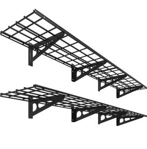 lot 1869 image: FLEXIMOUNTS 12-inch-by-72-inch Wall Shelf Garage Storage Rack Wall Mounted Floating Shelves,1x6ft,Black, 2-Pack, Classic Series