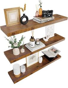 lot 1871 image: Colima Bathroom Floating Shelves for Wall, 36 Floating Wall Mounted Shelf, Rustic Wood
