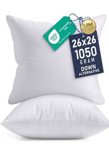 lot 1893 image: Utopia Bedding 26x26 Pillow Inserts, Set of 2, White Indoor Decorative Throw Pillows for Bed