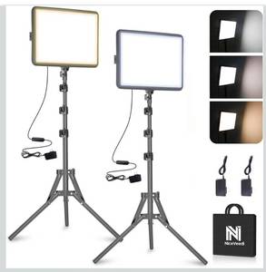 lot 1896 image: 2-Pack Photography Lighting Kit, NiceVeedi 15W LED Video Light Kit,