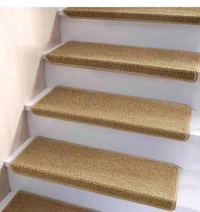 lot 1899 image: Bullnose Carpet Stair Treads, Non Slip Stair Treads for Wooden Steps Indoor, Stair Runner, Soft Stair Rugs, Edging Stair Protectors, Washable, 29.5x9.5x1.5 2pcs, Beige