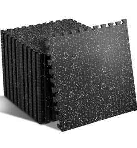 lot 1912 image: SUPERJARE 0.56 Thick 24 Pcs 96 Sq Ft Rubber Top Exercise Equipment Mats,