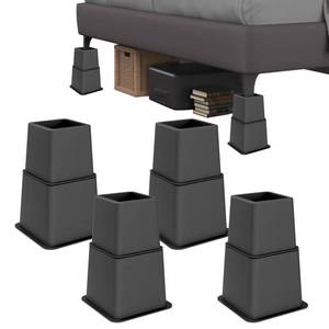 lot 1922 image: Demiwise Heavy Duty Bed Risers - Set of 4 Adjustable Furniture Risers, Elevation Heights of 3, 5 & 8 Inches, Supports Up to 1,300 lbs for Bed, Couch, Table & Chair(Grey)