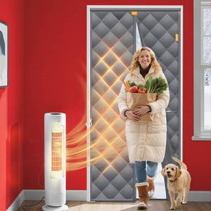 lot 1926 image: LOVIGA Magnetic Thermal Insulated Door Curtain, Thicken Oxford &amp Cotton Thermal Door Cover for Winter, Weatherproof, Self Sealing, Keep Cold Out, Fit Doors Size 38 Inchx82 Inch Grey