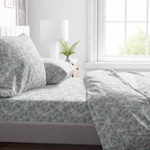 lot 1930 image: Dancing Holly Neutral Twin Fleece Sheet Set Soft, Cozy, All Season Sheet Set for Bedroom Use and Sleep