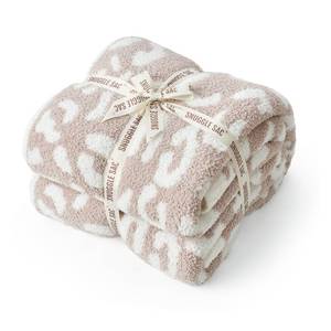 lot 1936 image: Snuggle Sac Leopard Microfiber Blanket, Queen Size Beige, 90x90 inches, Reversible Cheetah Pattern, Warm, Soft, Cozy