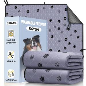lot 1938 image: Fostanfly Washable Pee Pads for Dogs, 2 Pack Reusable Super Absorbent Potty Pads, Non-Slip and Leak-Proof 54x54 for Whelping, Extra Large Potty Training Washable for Puppy