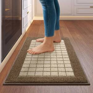 lot 1939 image: QiCaiJia Kitchen Rugs Non Slip Washable, Absorbent and Stain Resistant Kitchen Sink Mats for Floor, Comfortable Braided Runner Rugs for Kitchen, Hallway, Laundry & Sink, Easy to Clean, 17x30, Brown