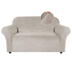 lot 1950 image: Turquoize Velvet Loveseat Covers Stretch Love Seat Couch Covers for 2 Cushion Couch Velvet Sofa Cover with Non Slip Elastic Bottom Furniture Cover Crafted from Soft Fabric (Loveseat, Oatmeal)
