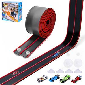 lot 1956 image: FUTESI Flexible Race Car Track for Kids 15 Ft Flex Tracks Starter Set Compatible with Diecast 164th Cars Portable Rolls Up Race Tracks with Strong Suction Cups Birthday Gifts for Boys Girls Ages 3