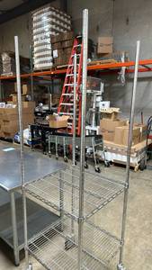 lot 50419 image: Uline Small Industrial Racking 2 Shelves 78x24x24 with wheels