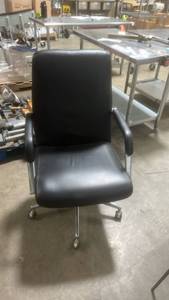 lot 71137 image: Black Leather Office Chair with Chrome Base