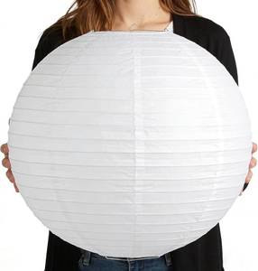 lot 121349 image: 10Pcs 16 Inch Jumbo Paper Lanterns for Wedding, Graduation, Home Decor, Restaurant, Church, Birthday Party Decorations, Hanging Chinese Japanese Paper Lantern Lamps (White)