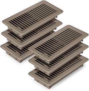 lot 121375 image: Floor Register Dark Gray and Brown Premium Steel Easy Adjust Floor Vent Cover for Home (Brown-6 Pack, 4 10 Inch)