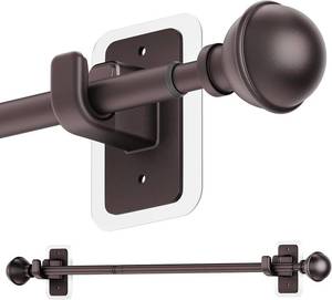 lot 121379 image: ENJOYBASICS No Drill Curtain Rods for Window 28 to 47 Inches, 58 Inch Diameter Renter Friendly Drapery Rod with Adhesive Brackets without Drilling, Adjustable from 27 to 52 Inches, Bronze