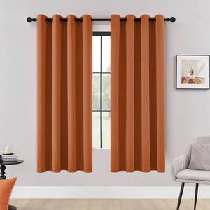 lot 121380 image: HUTO Blackout Window Curtains and Drapes - Thermal Insulated Solid Antique Copper Grommet Top Blackout Panels Draperies for Kids Room (Rust, 1 Pair, 52 x 63 Inch)
