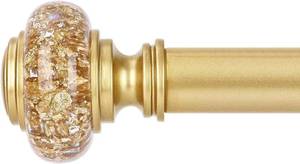 lot 121385 image: Gold Long Curtain Rods for Windows 72 to 144 Inch, Decorative Vintage Crystal 1 Diameter Curtain Rod with Gold Foil Finials, Adjustable Heavy Duty Easy Install Drapery Pole Set for Farmhouse