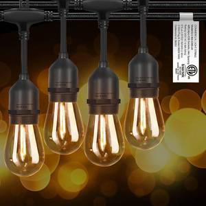 lot 221359 image: LED Outdoor String Lights with Weatherproof Shatterproof Edison (2 ) Commercial Grade Waterproof Hanging Lights for Backyard Porch Balcony Party