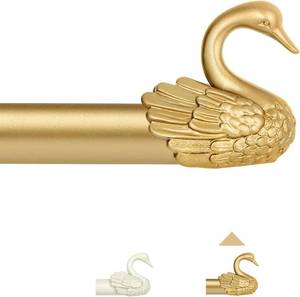 lot 221362 image: Gold Curtain Rods for Windows 48 to 84 Inch(4-7ft),1 Inch Adjustable Curtain Rod,Heavy Duty Window Rods,Decorative Swan Finials Drapery Pole,Telescoping Single Rod for Bedroom 36-88,Brass