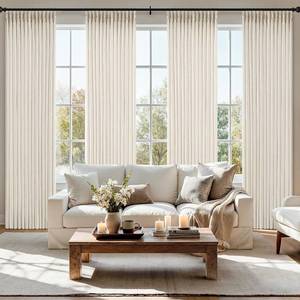 lot 221372 image: MIULEE Pinch Pleated Thick Linen Curtains 90 Inches 4 Panels Set Ivory Cream Back Tab Memory Trained Pinch Pleat Semi Sheer Light Filtering Privacy Curtains Window Drapes for Living Room Bedroom Birch