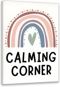 lot 321226 image: Calming Corner Classroom Canvas Wall Art,Calm Down Corner Picture Wall Decor Anxiety Relief Painting Elementary and Middle Teacher Office Decoration 1624 IN(Stretched Canvas on A Wooden Frame)