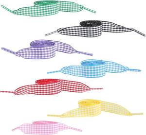 lot 321258 image: 7 Pairs Satin Ribbon Shoe Laces for Women, 1.5cm Wide Soft Silk Ribbon Snow Yarn Shoestrings Colorful Shoe Ties Plaid Shoelaces