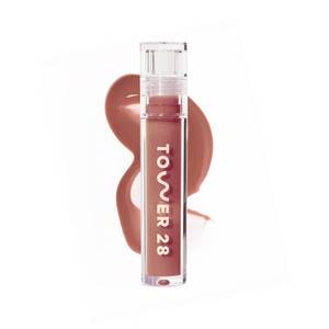 lot 321261 image: Tower 28 ShineOn Lip Gloss Jelly - Hydrating Tinted Lip Balm  Milky Gloss for Sensitive Lips - Non-Sticky  High-Shine Jelly Formula with Nourishing Oil Blend - Cashew - Rosy Brown (0.13)