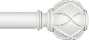 lot 421319 image: KAMANINA Curtain Rod 32 to 58 Inch(2.6-4.8Ft), Heavy Duty White Curtain Rods for Windows, 78 Inch Single Drapery Rod Adjustable, Decorative Netted Texture End