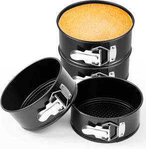 lot 421321 image: 4 Pcs 6 Inch Non Stick Springform Pan with Removable Bottom Carbon Steel Round Springform Cheesecake Pan with Stainless Steel Spring Buckles for Baking Kitchens Restaurant(Black)
