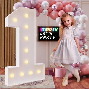 lot 421322 image: imprsv 4FT Marquee Numbers, DIY Light Up Numbers for 1st Birthday Decorations, Party Decor, Anniversary Party Decor, Pre-Cut Foam Board Kit