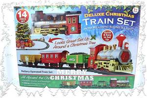 lot 421342 image: eBuyGB Festive 14 Piece Deluxe Christmas Themed Train Set with Light and Sound