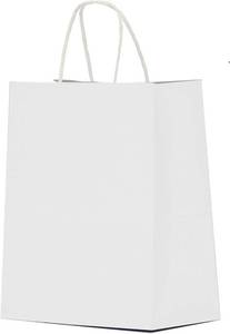 lot 421346 image: Qutuus White Paper Bags with Handles Bulk 100Pcs 8x4.5x10 White Gift Bags, Recyclable Kraft Paper Bags, Medium Paper Gift Bags for Shopping, Party Favor, Retail, Wedding