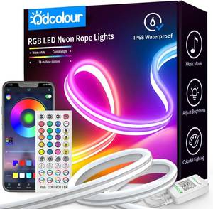 lot 421359 image: 50ft Neon Rope RGB Lights, IP68 Waterproof Flexible Neon Lights, Room Decor for Christmas, Outdoors, Pool 1 Roll C