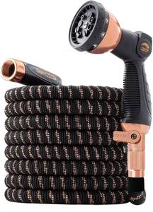 lot 361266 image: Pocket Hose 100 FT Copper Bullet Expandable Hose wThumb Spray Nozzle AS SEEN ON TV, 650psi 34 in Solid Copper Anodized Aluminum Fittings Lead-Free Lightweight No-Kink