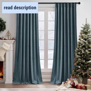 lot 321216 image: RYB HOME Dusty Blue Velvet Drapes for Baby Boy Bedroom, Thermal Insulated Light Blocking Floor-Length Velvet Curtains with Hook Belt for Modern Home Decor, 52 W x L90 L, 1 Panel (Missing Second Panel)