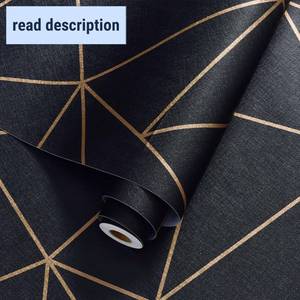 lot 421348 image: Yancorp 17.4x118 Wallpaper Peel and Stick Modern Matte Stripe Gold and Black Wallpaper Self-Adhesive Removable Contact Paper for Kitchen Bedroom Countertop Wall Vinyl
