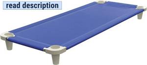 lot 421357 image: Acrimet Nap Cot for Kids, Portable Toddler Child Bed, Stackable, 52 L (Stainless Steel Tubes) (Blue Breathable Mesh Fabric - Gray Feet) (1 Pack)