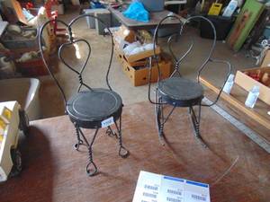 lot 3513 image: MiniatureDoll Wire Framed chairs