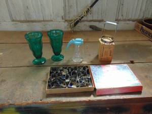 lot 3571 image: Pair of Sundae Glasses - Syrup Container - Cookie Cutters and More