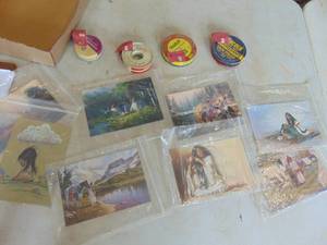 lot 3597 image: Vintage Tape tins and Southwestern Postcards