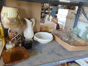lot 3612 image: Contents of Shelf - Amber Glasses