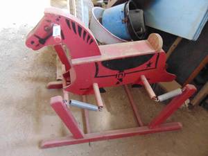 lot 3637 image: Wooden Folk Art Rocking Horse