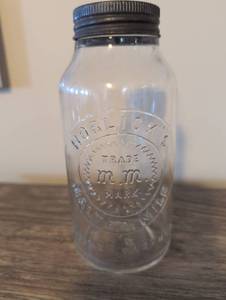 lot 865 image: Horlicks Trade Mark Glass Mason Jar